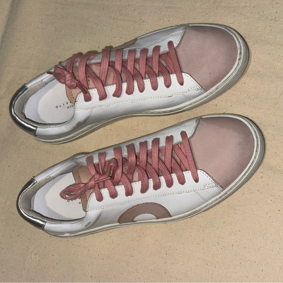 Oliver Cabell Women's Rose and White Sneakers